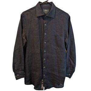 Rodd & Gunn Sports Fit Men's S Navy 100% Linen Button-Up Shirt w/ Chest Pocket